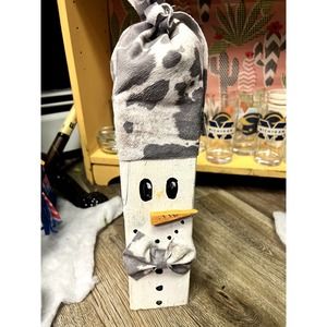 Hand Painted Cow Print Snowman